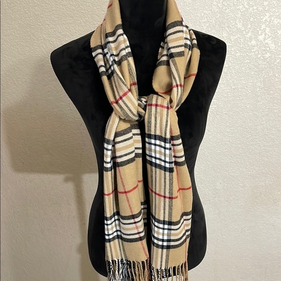 Plaid Scarf with Fringe - Picture 1 of 3
